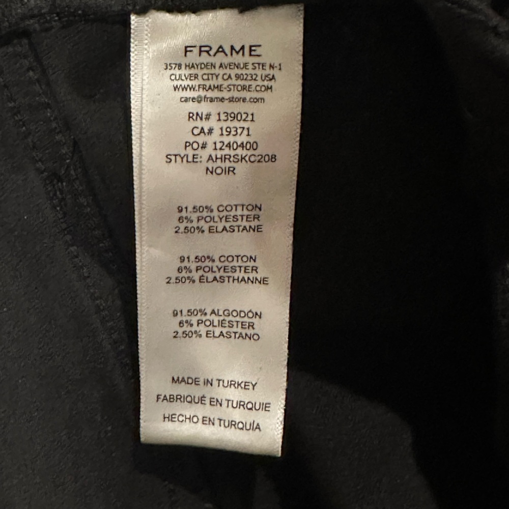 FRAME Ali High‎ Rise Cigarette Jeans Noir Black Size 25 Slim Straight - Picture 7 of 7